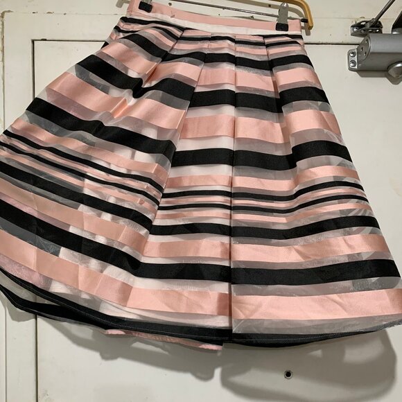 PINK TARTAN MIDI SHEER STRIPE SKIRTS SIZE 2 - Picture 7 of 8